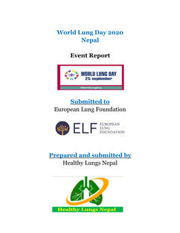 World Lung Day 2020 Nepal Event Report Submitted to European