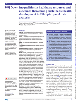 Inequalities in Healthcare Resources and Outcomes Threatening Sustainable Health Development in Ethiopia: Panel Data Analysis