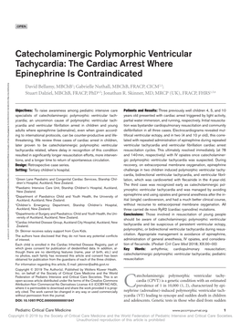 Catecholaminergic Polymorphic Ventricular Tachycardia