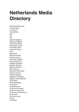 Netherlands Media Directory