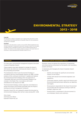 Essendon Airport Environmental Strategy 2013-2018