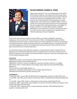 MAJOR GENERAL SANDRA E. FINAN Major General