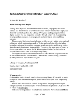 Talking Book Topics September-October 2015