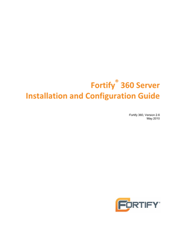 Fortify 360 Server Installation and Configuration Guide
