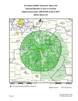 DTV Station WGNM • Channel 45 • Macon, GA Expected Operation on June 13: Licensed