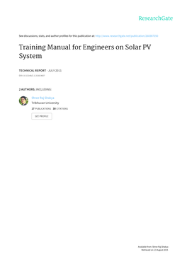 Training Manual for Engineers on Solar PV System