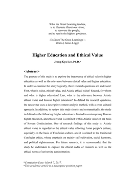 Higher Education and Ethical Value