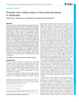 Evolution and Multiple Origins of Zona Pellucida Genes in Vertebrates Jin-Mei Feng1,*, Hai-Feng Tian2,*, Qiao-Mu Hu2, Yan Meng2 and Han-Bing Xiao2,‡