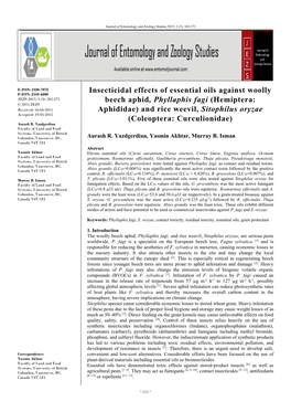 Insecticidal Effects of Essential Oils Against Woolly Beech Aphid