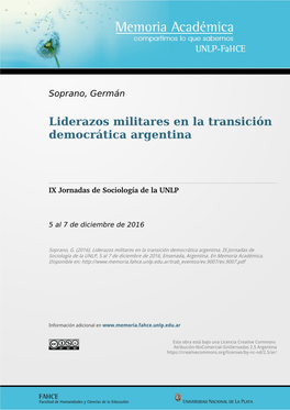 Liderazos Militares En La Transición Democrática Argentina