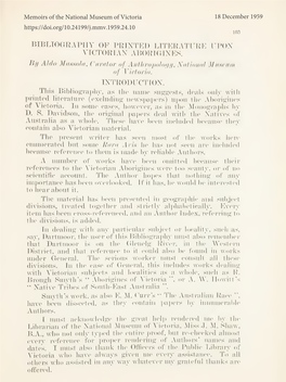 Bibliography of Printed Literature Upon Victorian Aborigines