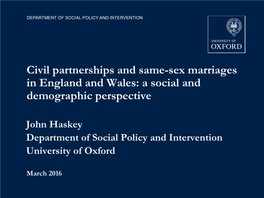 Civil Partnerships and Same-Sex Marriages in England and Wales: a Social and Demographic Perspective