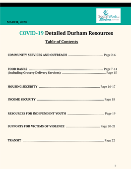 COVID-19 Detailed Durham Resources