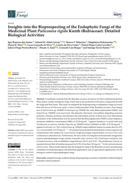 Insights Into the Bioprospecting of the Endophytic Fungi of the Medicinal Plant Palicourea Rigida Kunth (Rubiaceae): Detailed Biological Activities