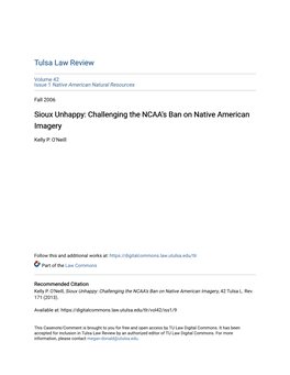 Challenging the NCAA's Ban on Native American Imagery