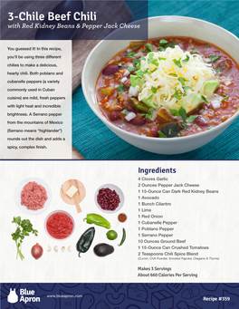 3-Chile Beef Chili with Red Kidney Beans & Pepper Jack Cheese