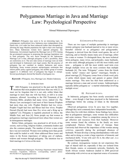 Polygamous Marriage in Java and Marriage Law: Psychological Perspective