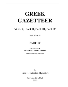 Greek Gazetteer � Vol