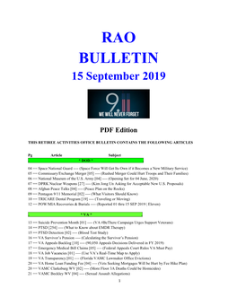 RAO BULLETIN 15 September 2019
