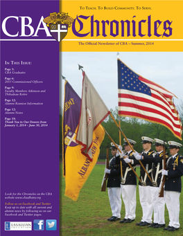 The Official Newsletter of CBA – Summer, 2014