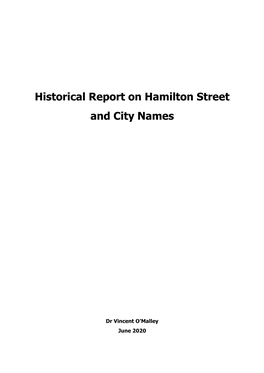Historical Report on Hamilton Street and City Names