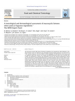 Macrocyclic Ketones When Used As Fragrance Ingredients Q the RIFM Expert Panel