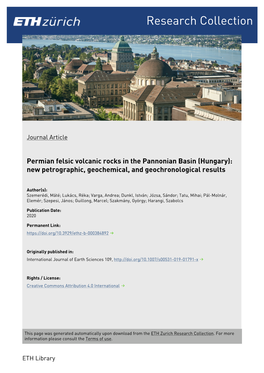 Permian Felsic Volcanic Rocks in the Pannonian Basin (Hungary): New Petrographic, Geochemical, and Geochronological Results