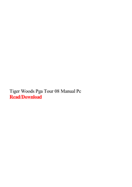 Tiger Woods Pga Tour 08 Manual Pc