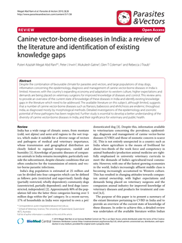 Canine Vector-Borne Diseases in India Is Limited