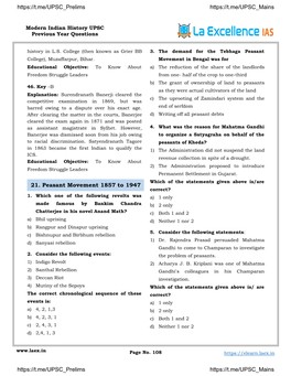 21. Peasant Movement 1857 to 1947 Correct? 1