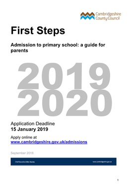 FIRST STEPS: Admission to Primary School: a Guide for Parents