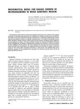 Mathematical Model for Diauxic Growth of Microorganisms in Mixed Substrate Medium