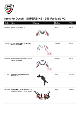 Items for Ducati - SUPERBIKE - 955 Panigale V2