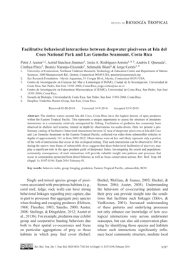 Facilitative Behavioral Interactions Between Deepwater Piscivores at Isla Del Coco National Park and Las Gemelas Seamount, Costa Rica