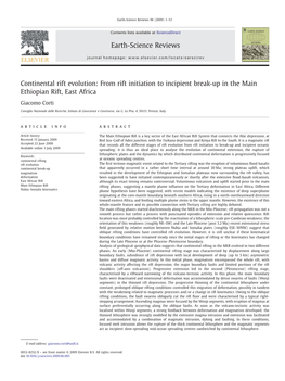 Continental Rift Evolution: from Rift Initiation to Incipient Break-Up in the Main Ethiopian Rift, East Africa