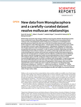 New Data from Monoplacophora and a Carefully-Curated Dataset Resolve Molluscan Relationships Kevin M