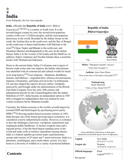 India from Wikipedia, the Free Encyclopedia