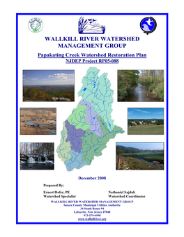 Papakating Creek Watershed Restoration Plan NJDEP Project RP05-088