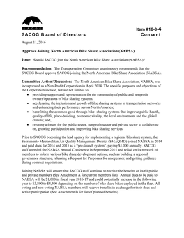Item #16-8-4 SACOG Board of Directors Consent