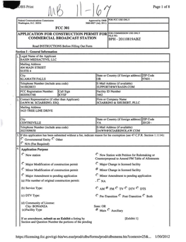 Fcc 301 Application for Construction Permit For