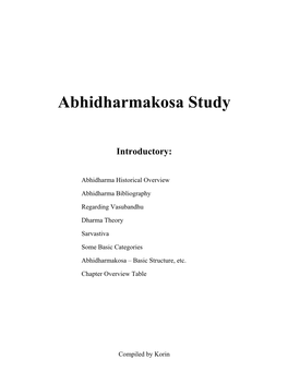 Abhidharmakosa Study Blog