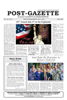 News Briefs 42Nd Annual July 4Th on the Esplanade Saint Padre Pio