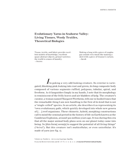 Evolutionary Yarns in Seahorse Valley: Living Tissues, Wooly Textiles, Theoretical Biologies