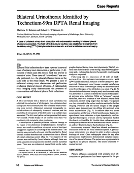 Bilateralurinothoraxidentifiedby Technetium-99M DPTA Renal Imaging