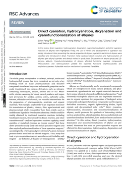 Direct Cyanation, Hydrocyanation, Dicyanation And