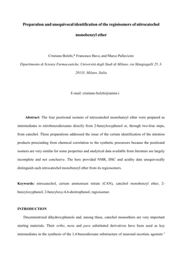 Preparation and Unequivocal Identification of the Regioisomers of Nitrocatechol