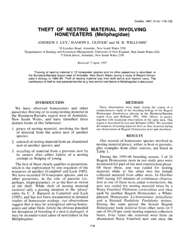 THEFT of NESTING MATERIAL INVOLVING HONEYEATERS (Meliphagidae)