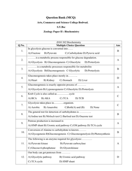 Sybsc Zoology 302 Biochemistry