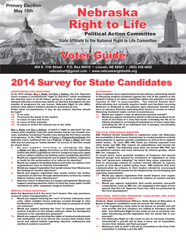 State Affiliate to the National Right to Life Committee Voter Guide