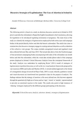 Discursive Strategies of Legitimization: the Case of Abortion in Ireland in 2018